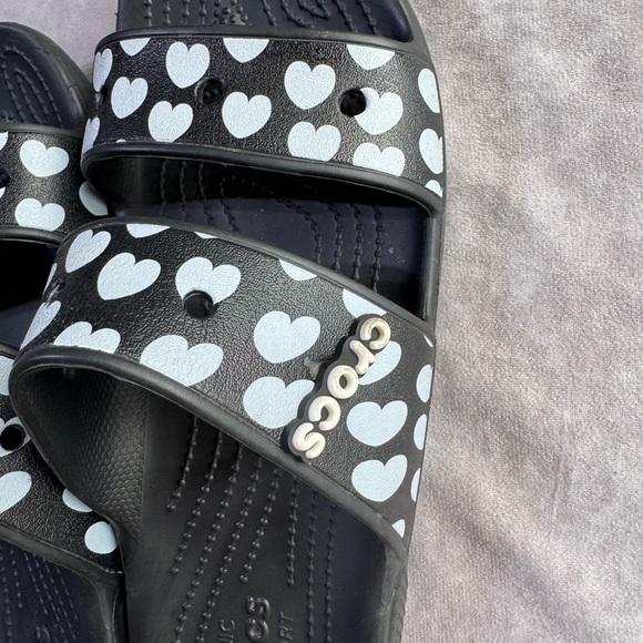 Crocs Black and White Heart Sandals - Picture 3 of 4